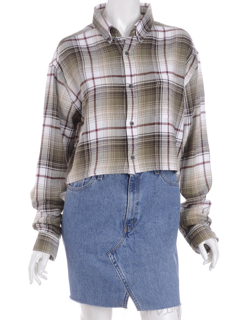 Beyond Retro Label Label Cropped Long Sleeve Flannel Shirt