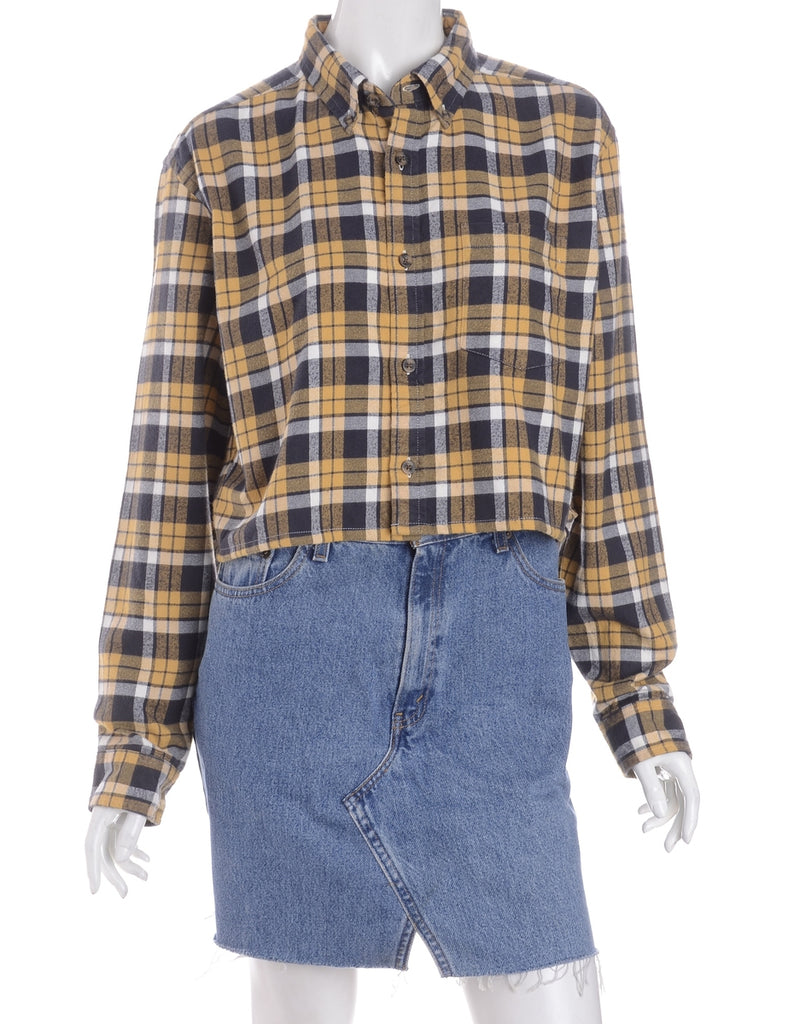 Beyond Retro Label Label Cropped Long Sleeve Flannel Shirt