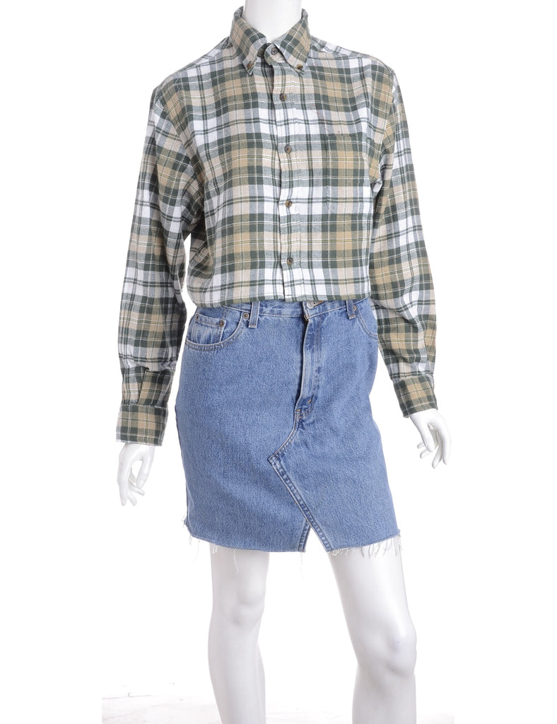Beyond Retro Label Label Cropped Long Sleeve Flannel Shirt