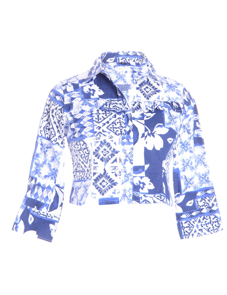 Beyond Retro Label Label Cropped Ruffle Shoulder Blouse
