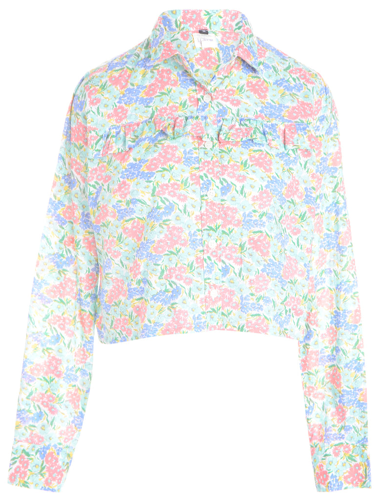 Beyond Retro Label Label Cropped Ruffle Shoulder Blouse