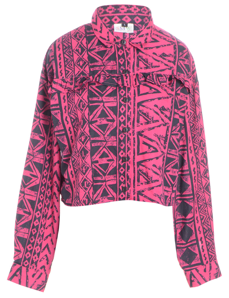 Beyond Retro Label Label Cropped Ruffle Shoulder Blouse