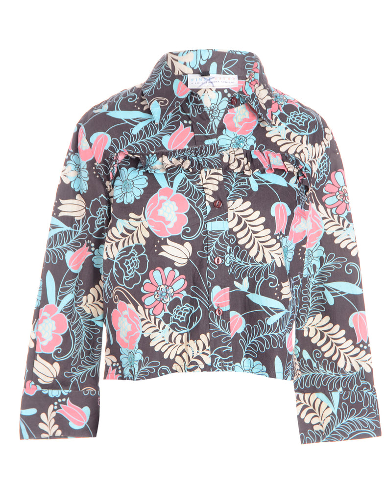 Beyond Retro Label Label Cropped Ruffle Shoulder Blouse