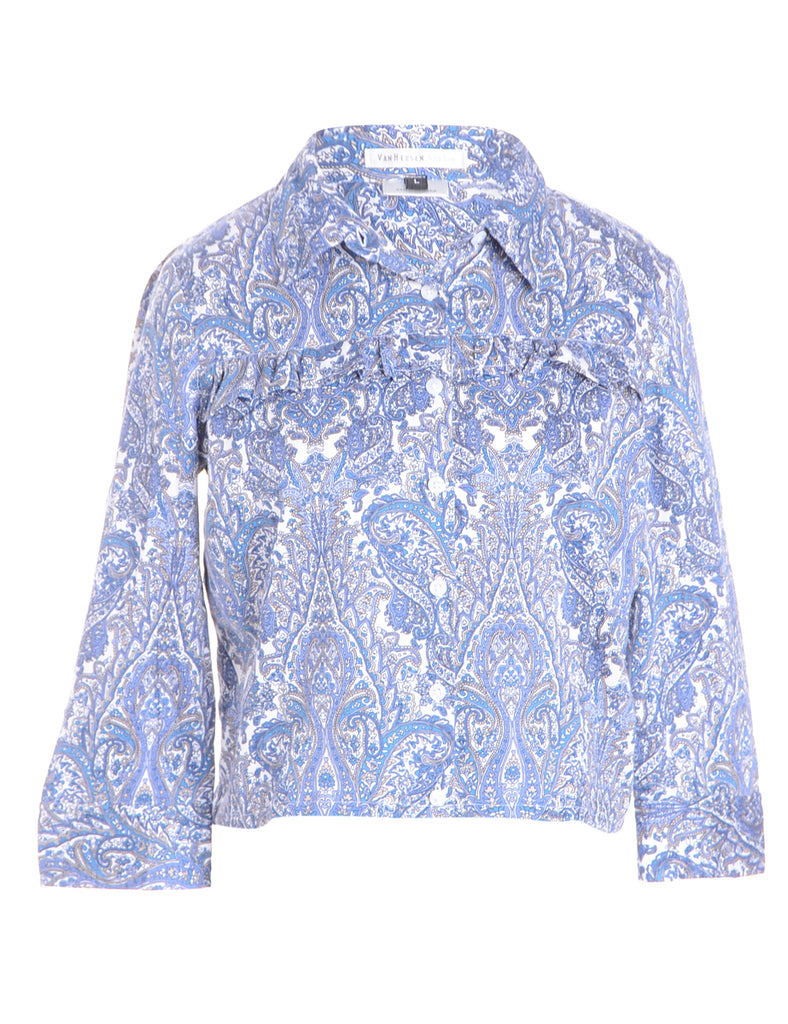Beyond Retro Label Label Cropped Ruffle Shoulder Blouse