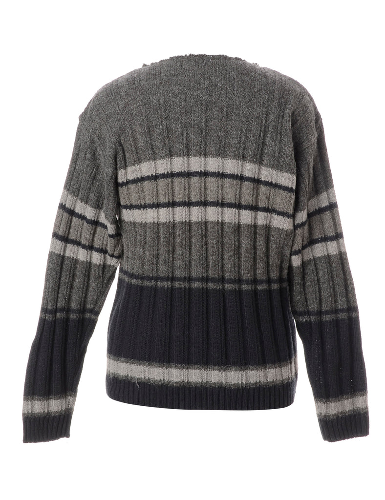 Beyond Retro Label Label Dark Grey Lace Up Jumper