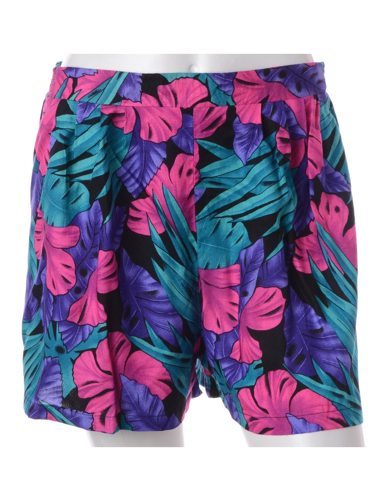 Beyond Retro Label Label Foliage Print Summer Shorts