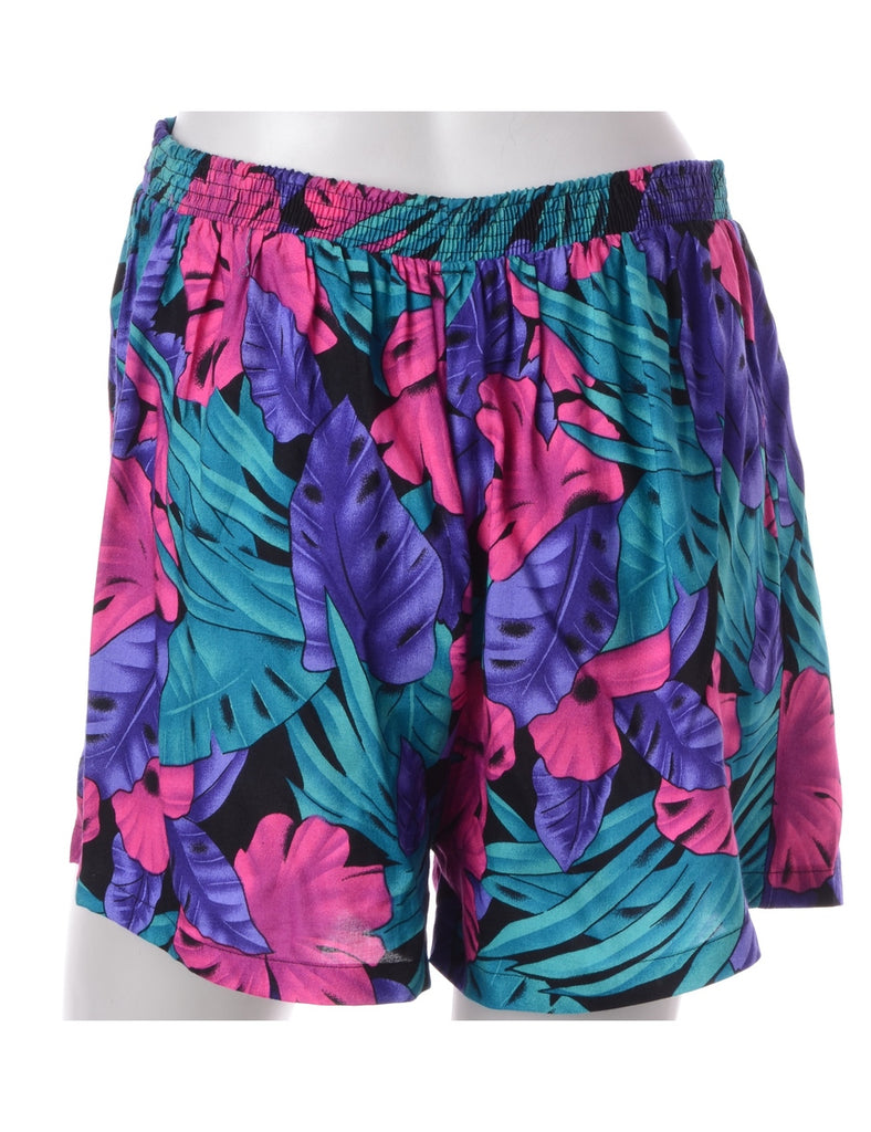 Beyond Retro Label Label Foliage Print Summer Shorts