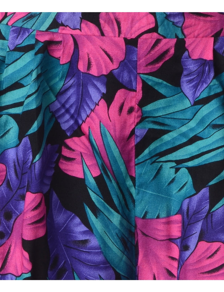 Beyond Retro Label Label Foliage Print Summer Shorts