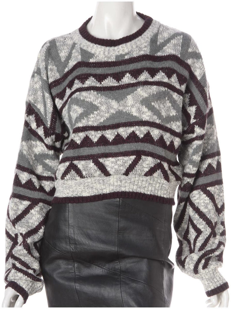 Beyond Retro Label Label Graphic Pattern Cropped Jumper