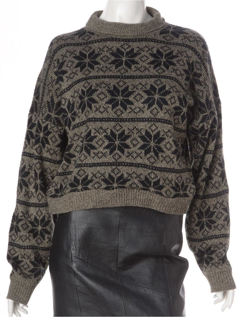Beyond Retro Label Label Graphic Pattern Cropped Jumper