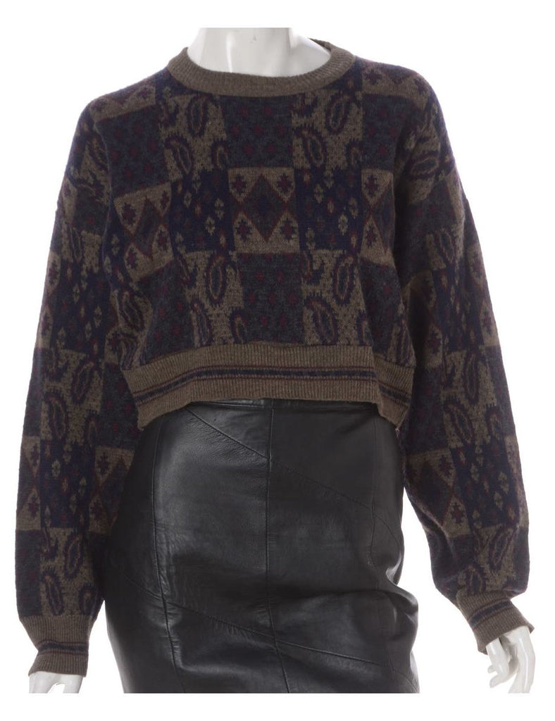 Beyond Retro Label Label Graphic Pattern Cropped Jumper