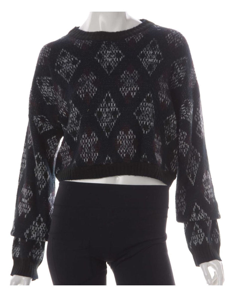 Beyond Retro Label Label Graphic Pattern Cropped Jumper