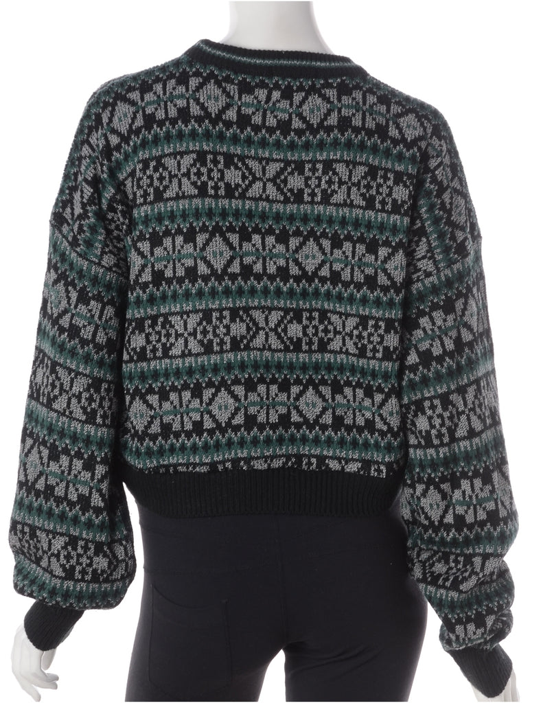 Label Graphic Pattern Cropped Jumper