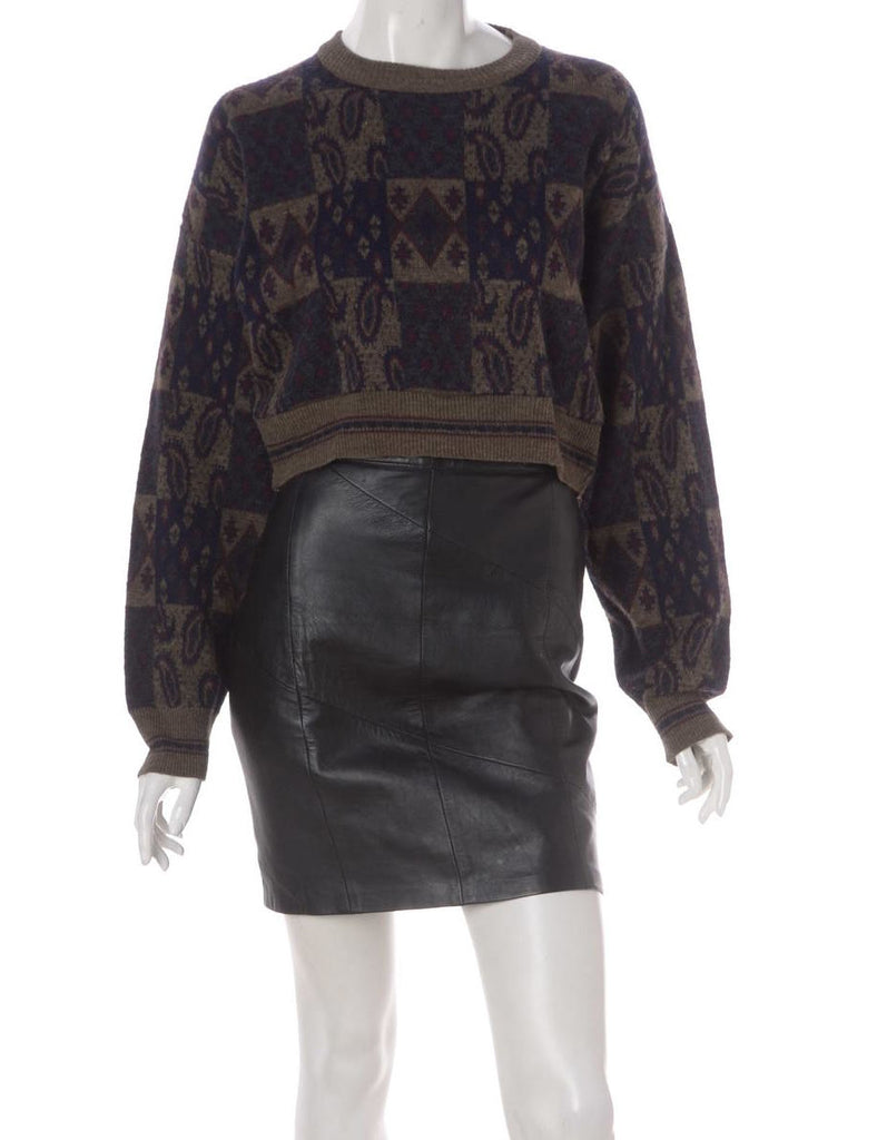 Beyond Retro Label Label Graphic Pattern Cropped Jumper