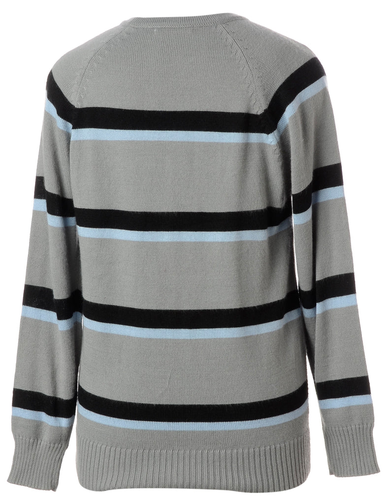 Beyond Retro Label Label Grey Zip Front Knitted Jumper
