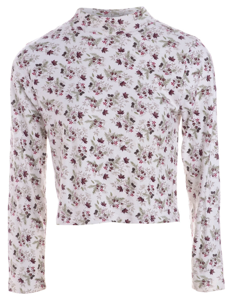 Beyond Retro Label Label High Neck Crop Jersey Top
