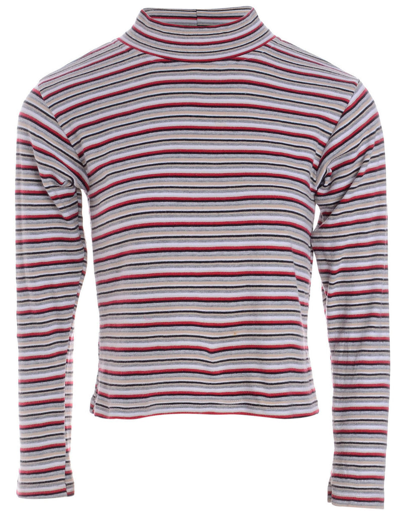 Beyond Retro Label Label High Neck Crop Jersey Top