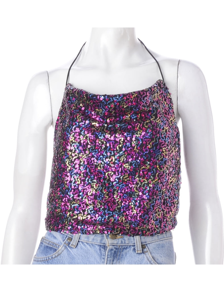 Beyond Retro Label Label Izzy Sequin Drape Top