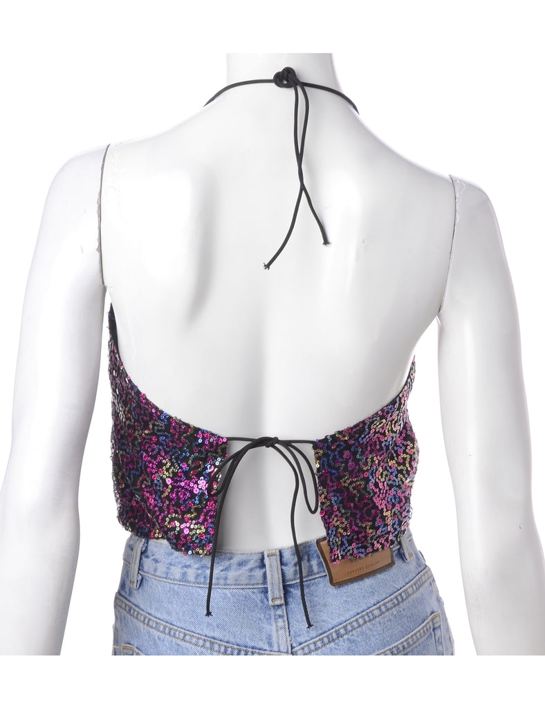 Beyond Retro Label Label Izzy Sequin Drape Top