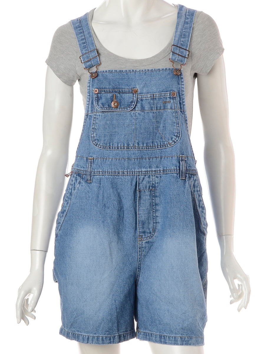 Cropped denim dungarees discount