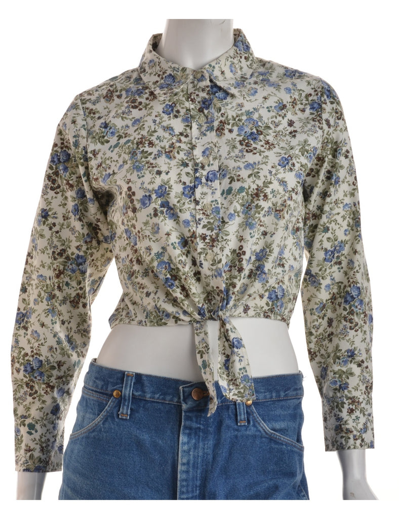 Beyond Retro Label Label Jessie Cropped Patterned Shirt With Tie Front