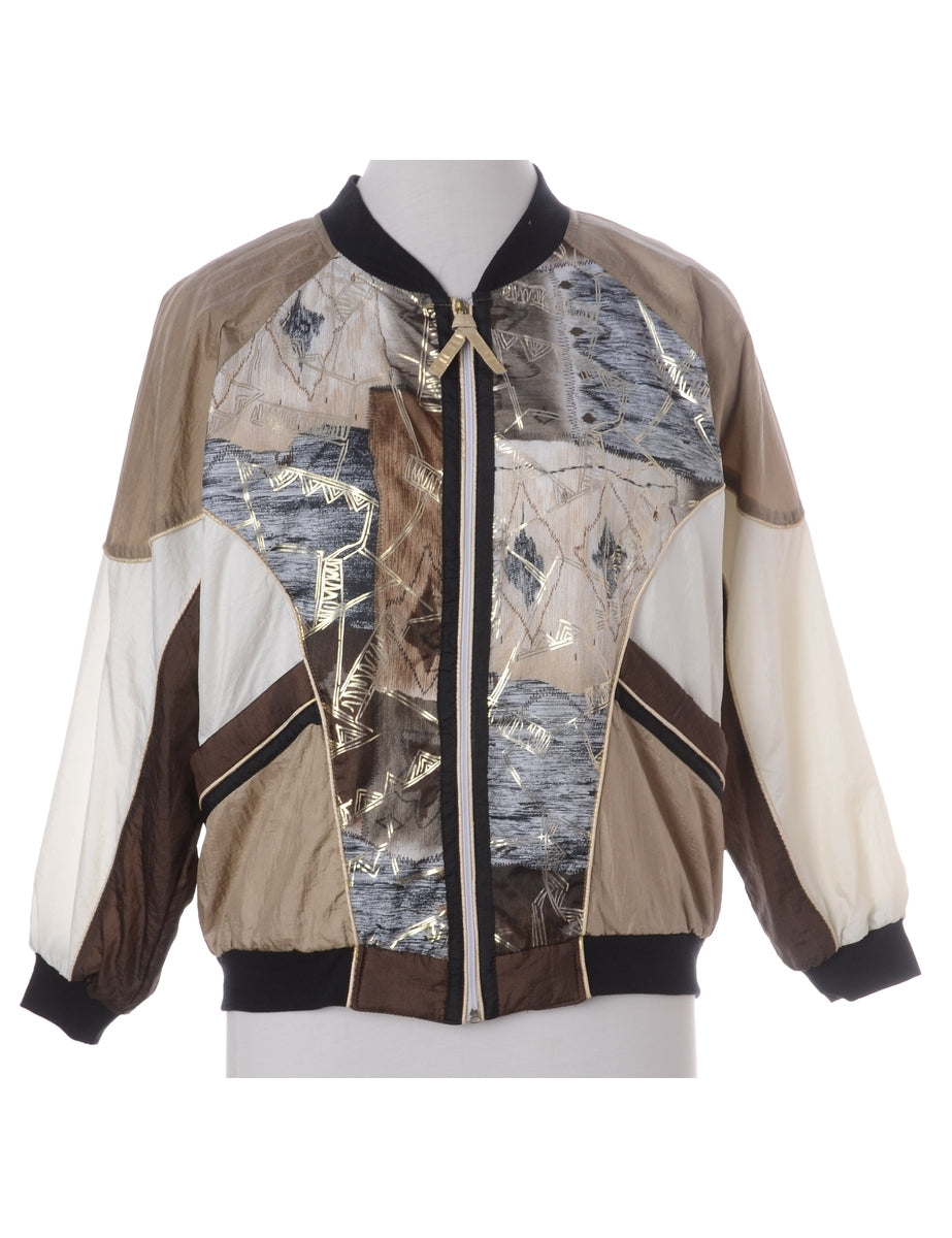 Women s Beyond Retro Label Label Kay Bomber Patterned Jacket Brown S Beyond Retro