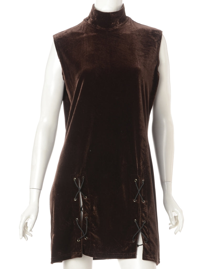 Beyond Retro Label Label Lace Up Velvet Mini Dress