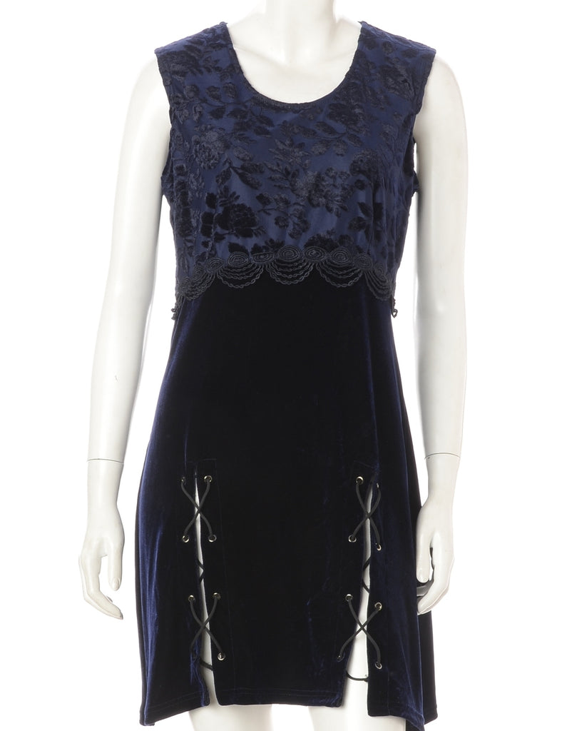 Beyond Retro Label Label Lace Up Velvet Mini Dress