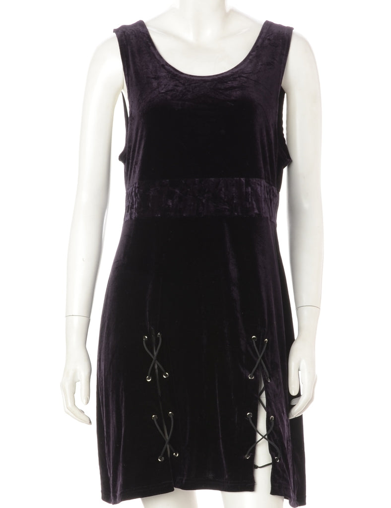 Beyond Retro Label Label Lace Up Velvet Mini Dress
