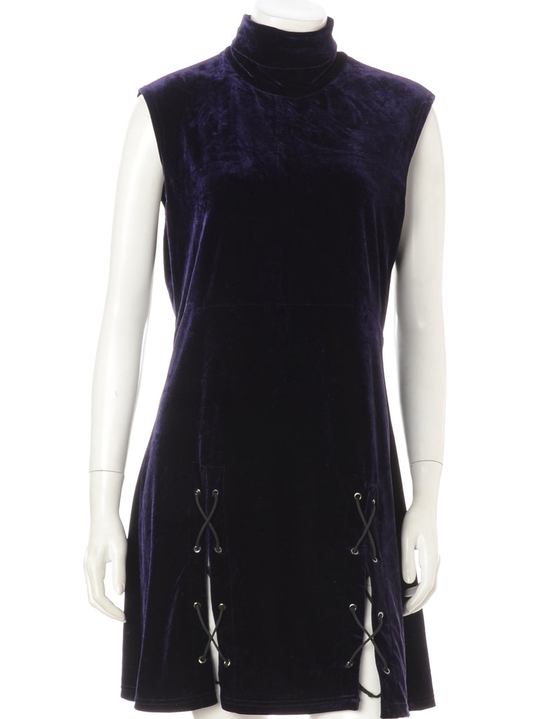 Beyond Retro Label Label Lace Up Velvet Mini Dress
