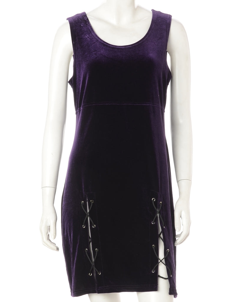 Beyond Retro Label Label Lace Up Velvet Mini Dress