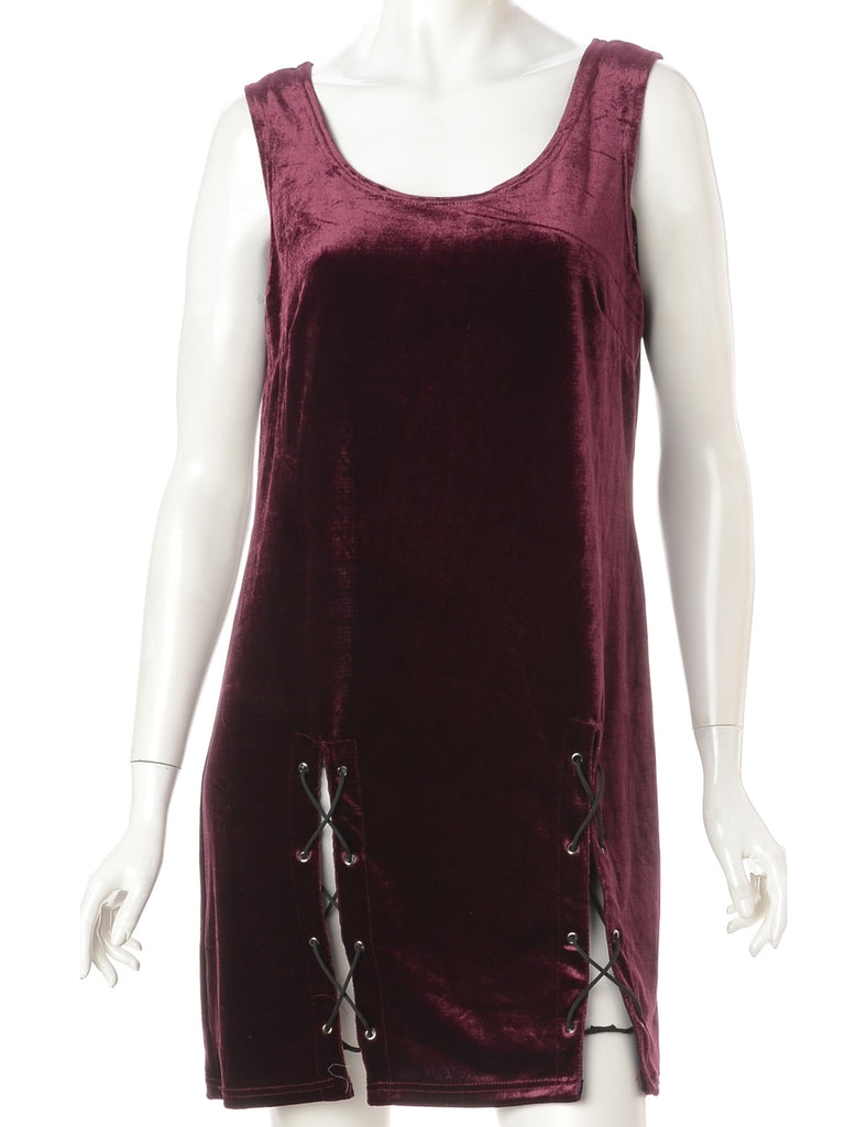 Beyond Retro Label Label Lace Up Velvet Mini Dress