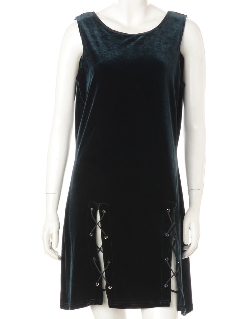 Beyond Retro Label Label Lace Up Velvet Mini Dress
