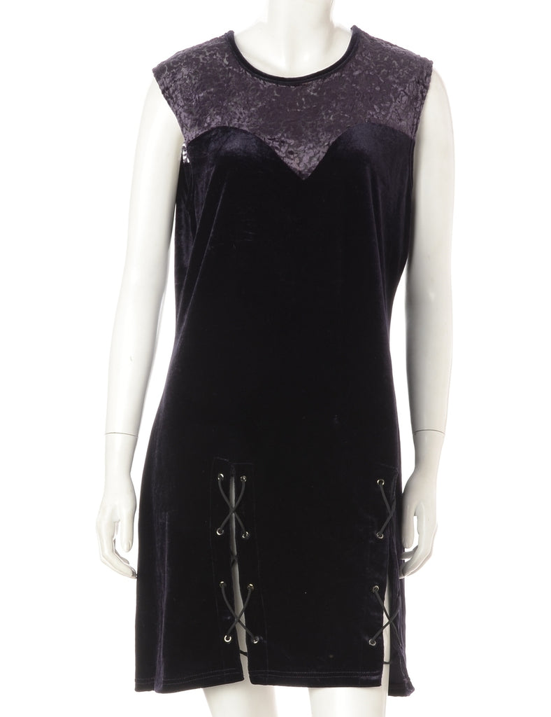 Beyond Retro Label Label Lace Up Velvet Mini Dress