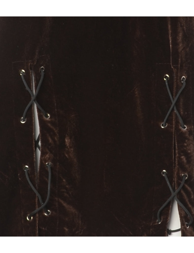 Beyond Retro Label Label Lace Up Velvet Mini Dress