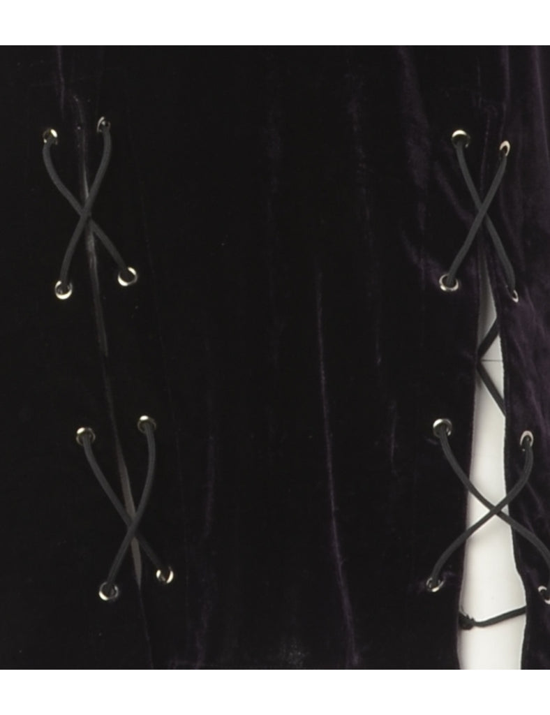 Beyond Retro Label Label Lace Up Velvet Mini Dress