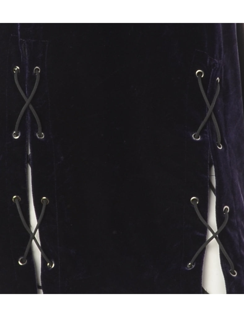 Beyond Retro Label Label Lace Up Velvet Mini Dress