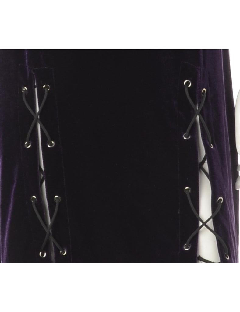 Beyond Retro Label Label Lace Up Velvet Mini Dress