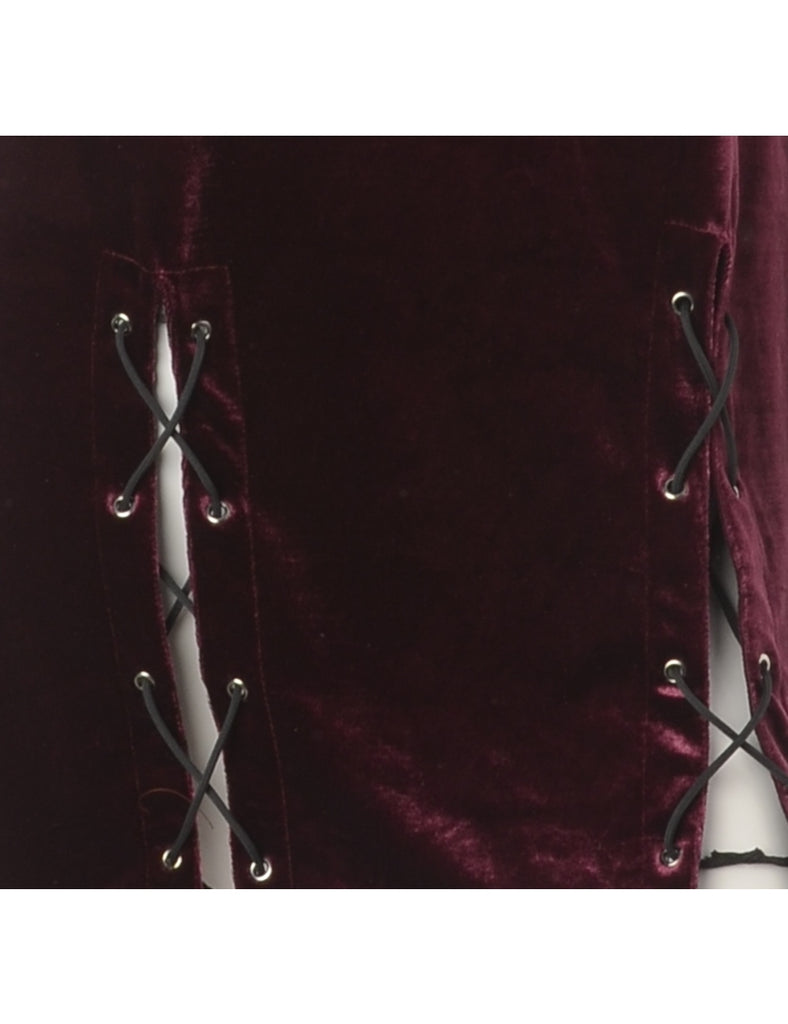 Beyond Retro Label Label Lace Up Velvet Mini Dress