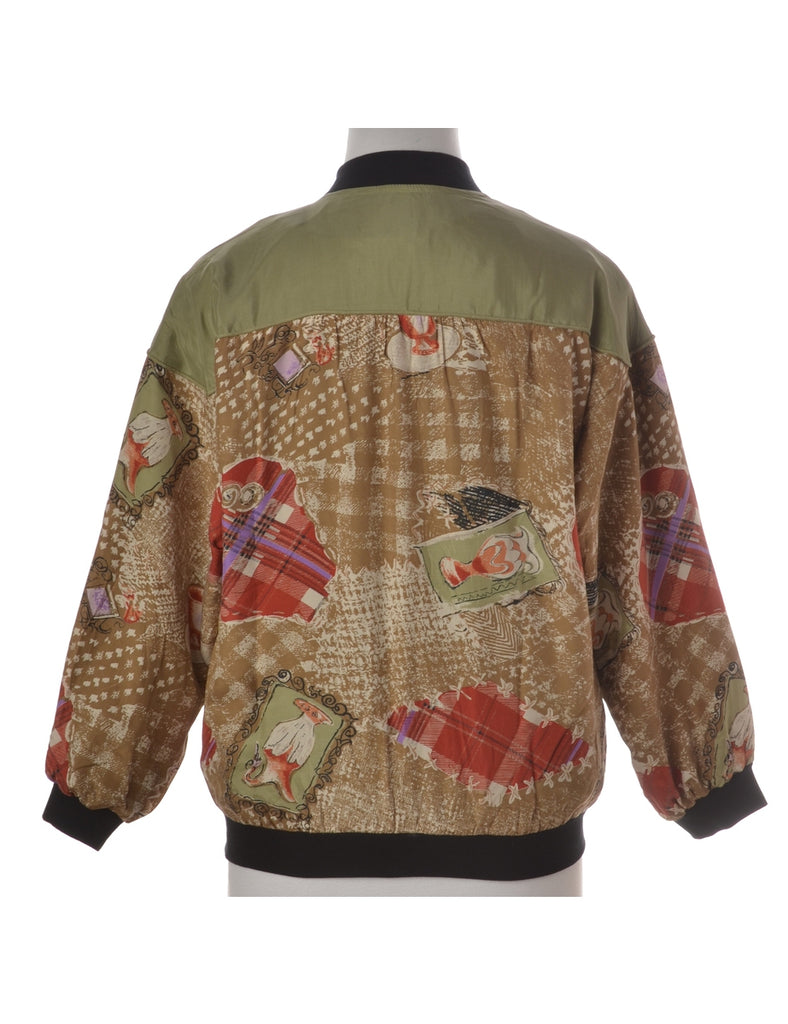 Beyond Retro Label Label Light Brown Bomber Jacket