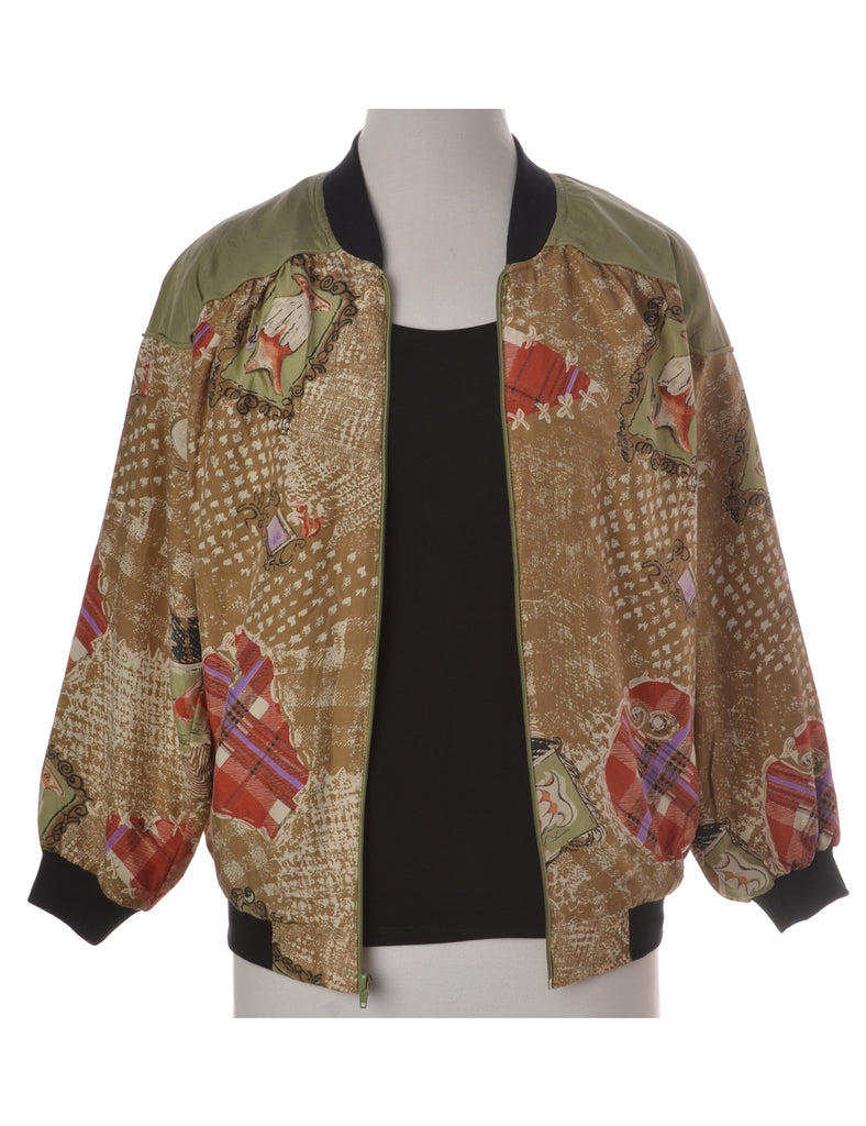 Beyond Retro Label Label Light Brown Bomber Jacket