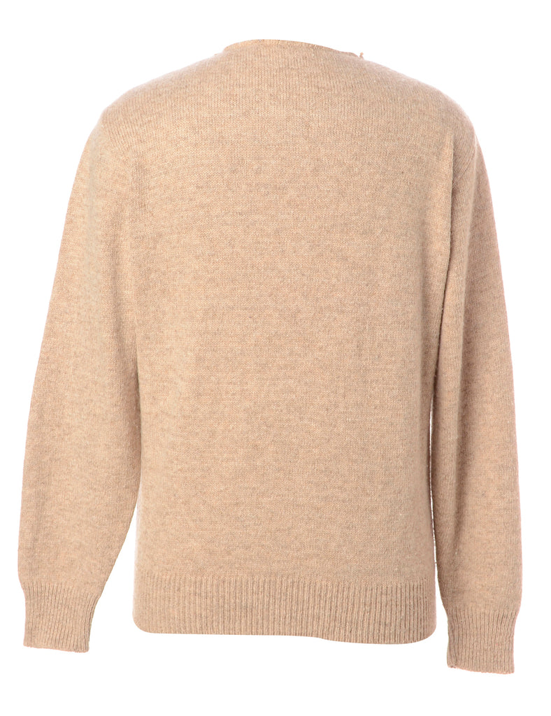 Beyond Retro Label Label Light Brown Lace Up Jumper