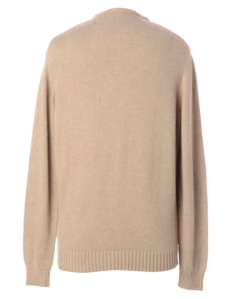 Beyond Retro Label Label Light Brown Lace Up Jumper