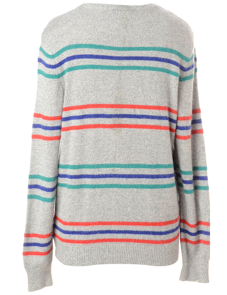 Beyond Retro Label Label Light Grey Zip Front Knitted Jumper