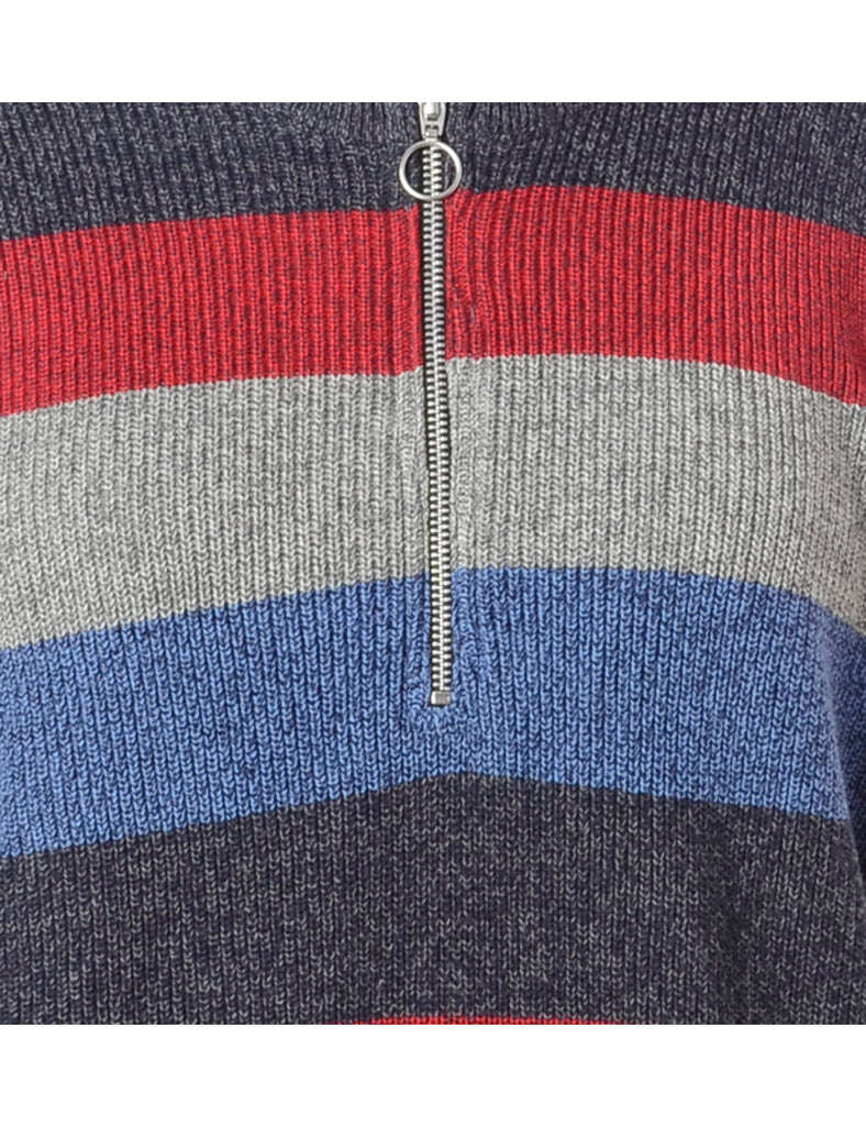 Beyond Retro Label Label Long Sleeved Zip Front Knitted Jumper