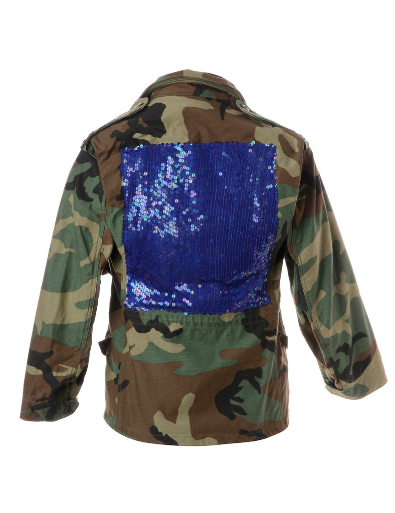 Beyond Retro Label Label Military Jacket With Sequin Panel