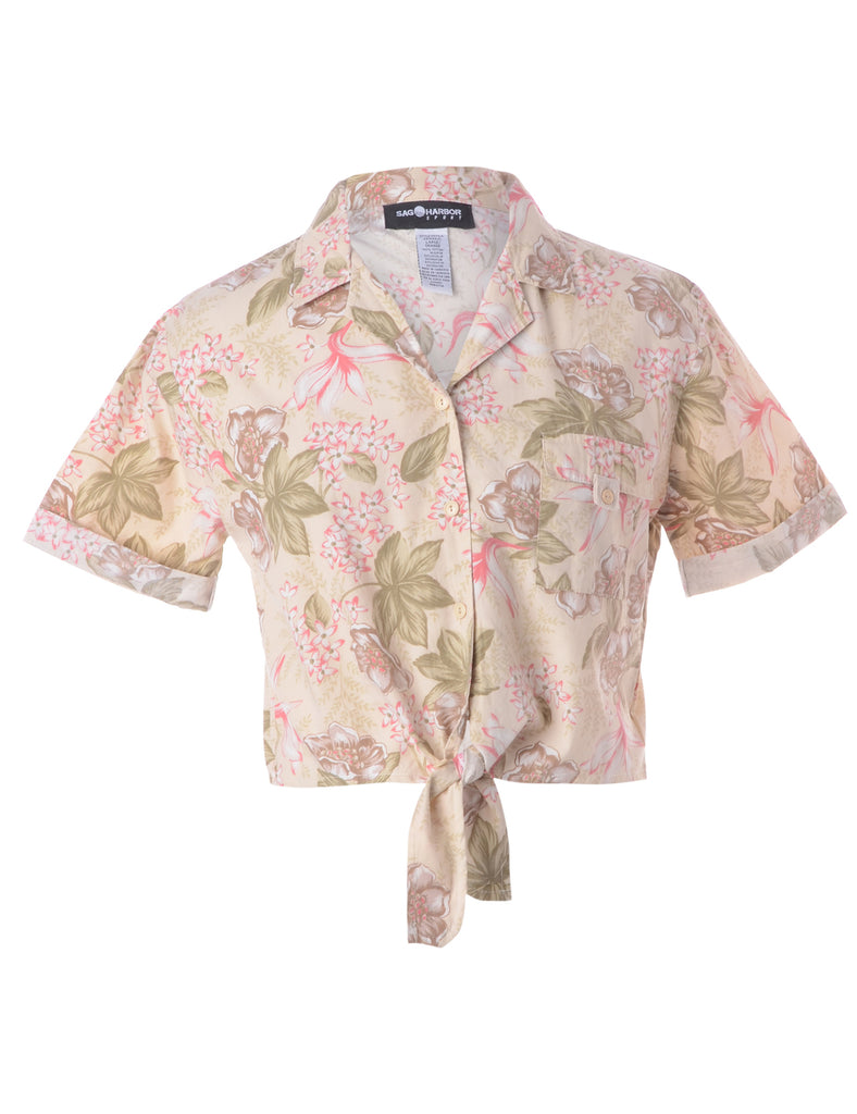 Beyond Retro Label Label Nancy Ladies Hawaiian Tie Front Shirt