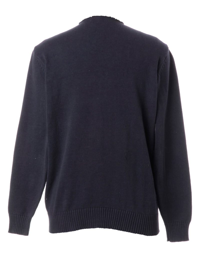Beyond Retro Label Label Navy Lace Up Jumper