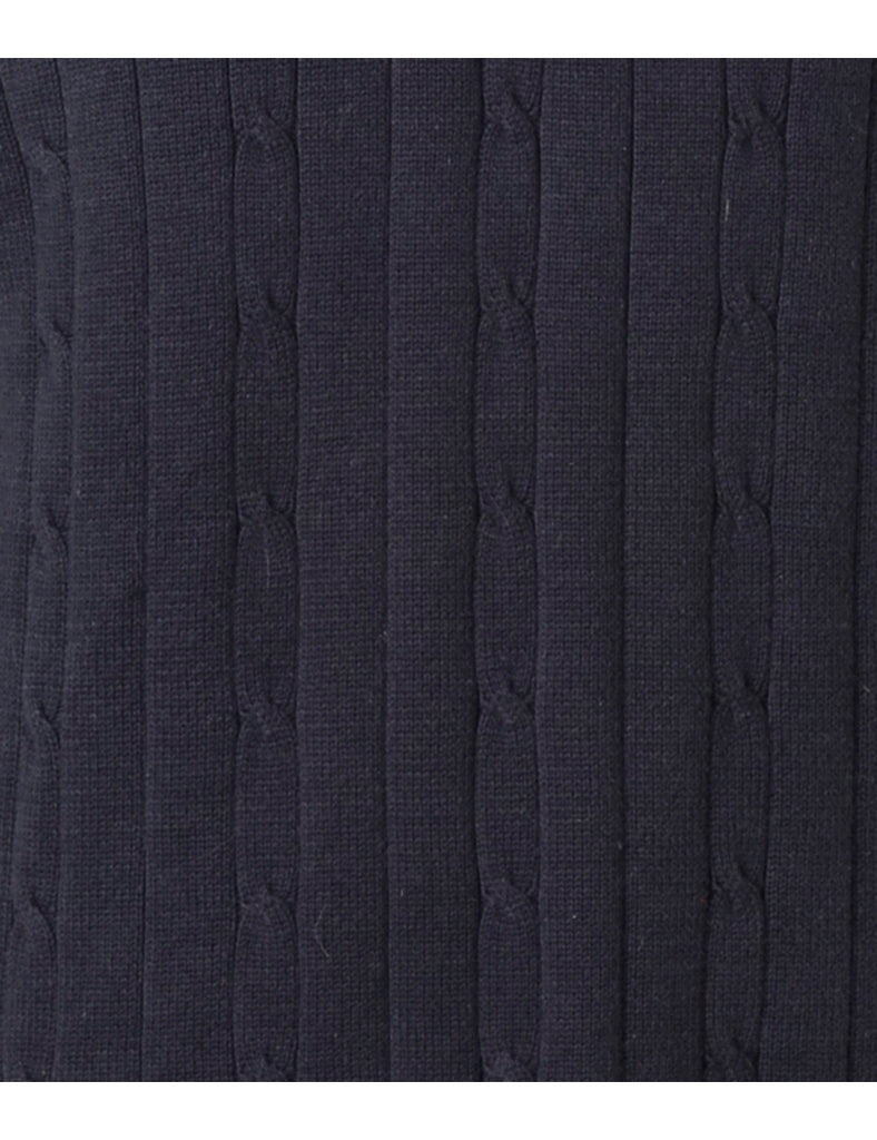 Beyond Retro Label Label Navy Lace Up Jumper