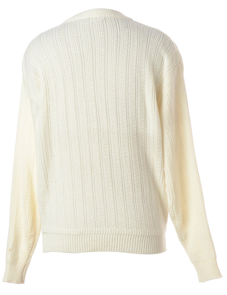 Beyond Retro Label Label Off White Zip Front Knitted Jumper